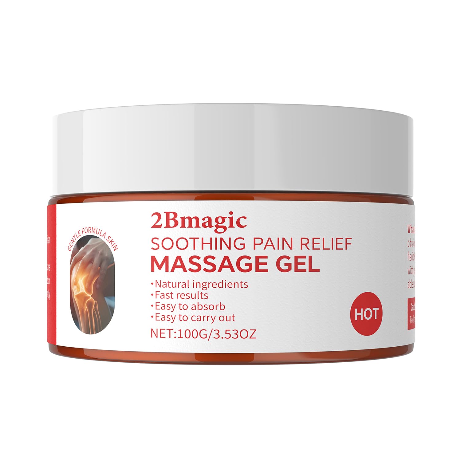 2Bmagic massage gel on-the-go usage demonstrates quick soothing action.