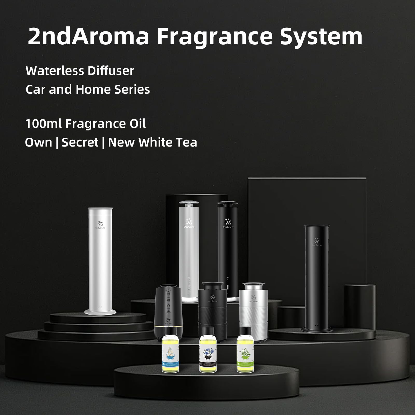 Amber glass bottle of 2ndAroma diffuser oil conveys long-lasting aroma.