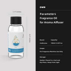 Label view of 2ndAroma diffuser oil reveals violet and iris top notes.