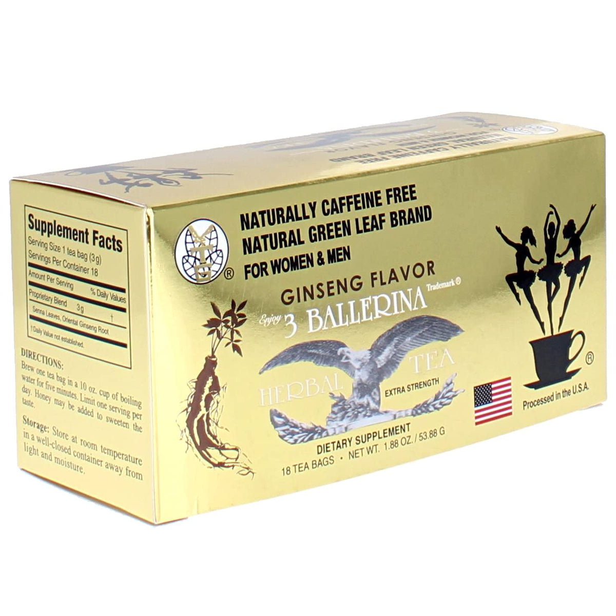 3 Ballerina Ginseng Flavor Tea pack shot for a comforting daily ritual.