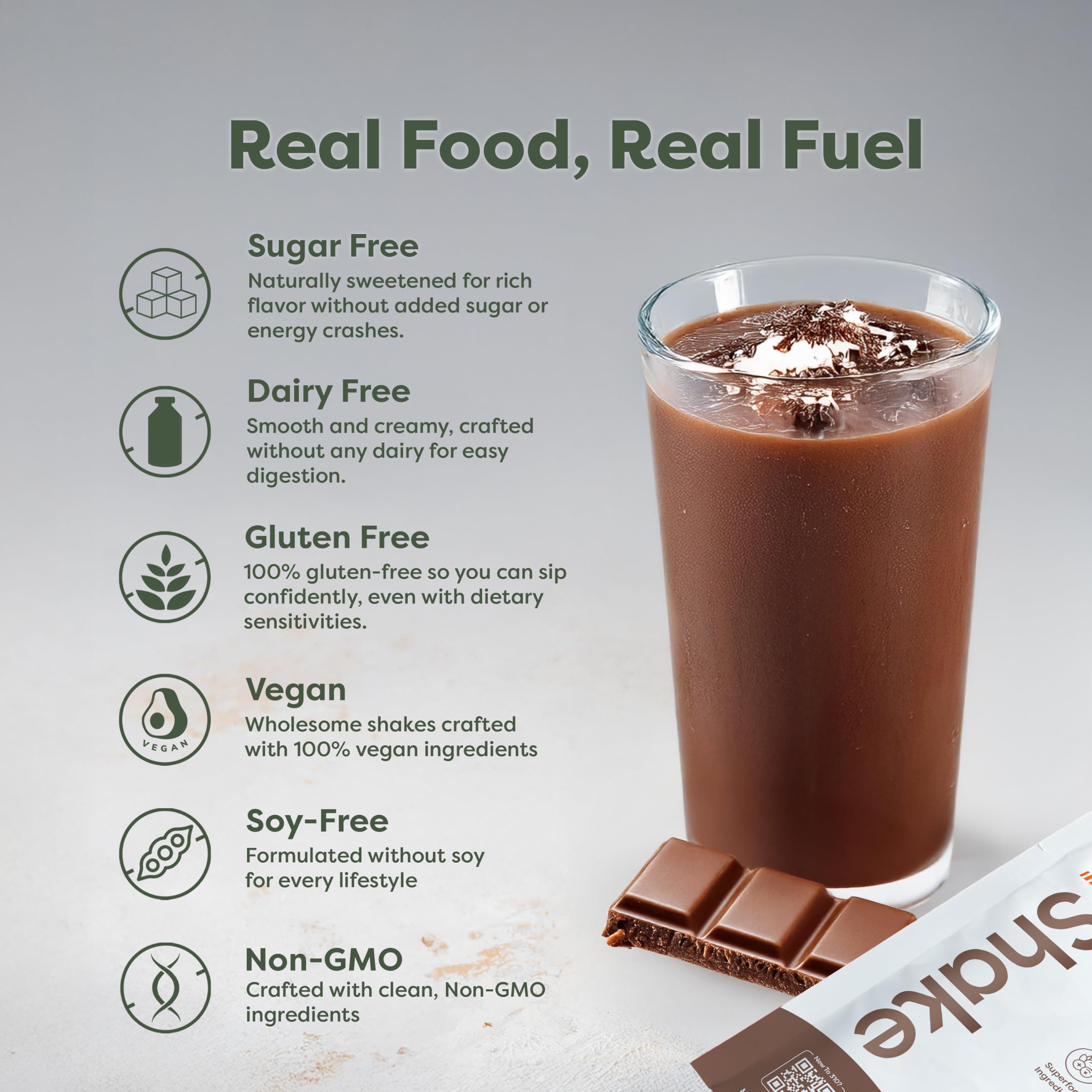 310 Nutrition All-In-One Chocolate Bliss ingredients showcase plant-based nutrition blend.