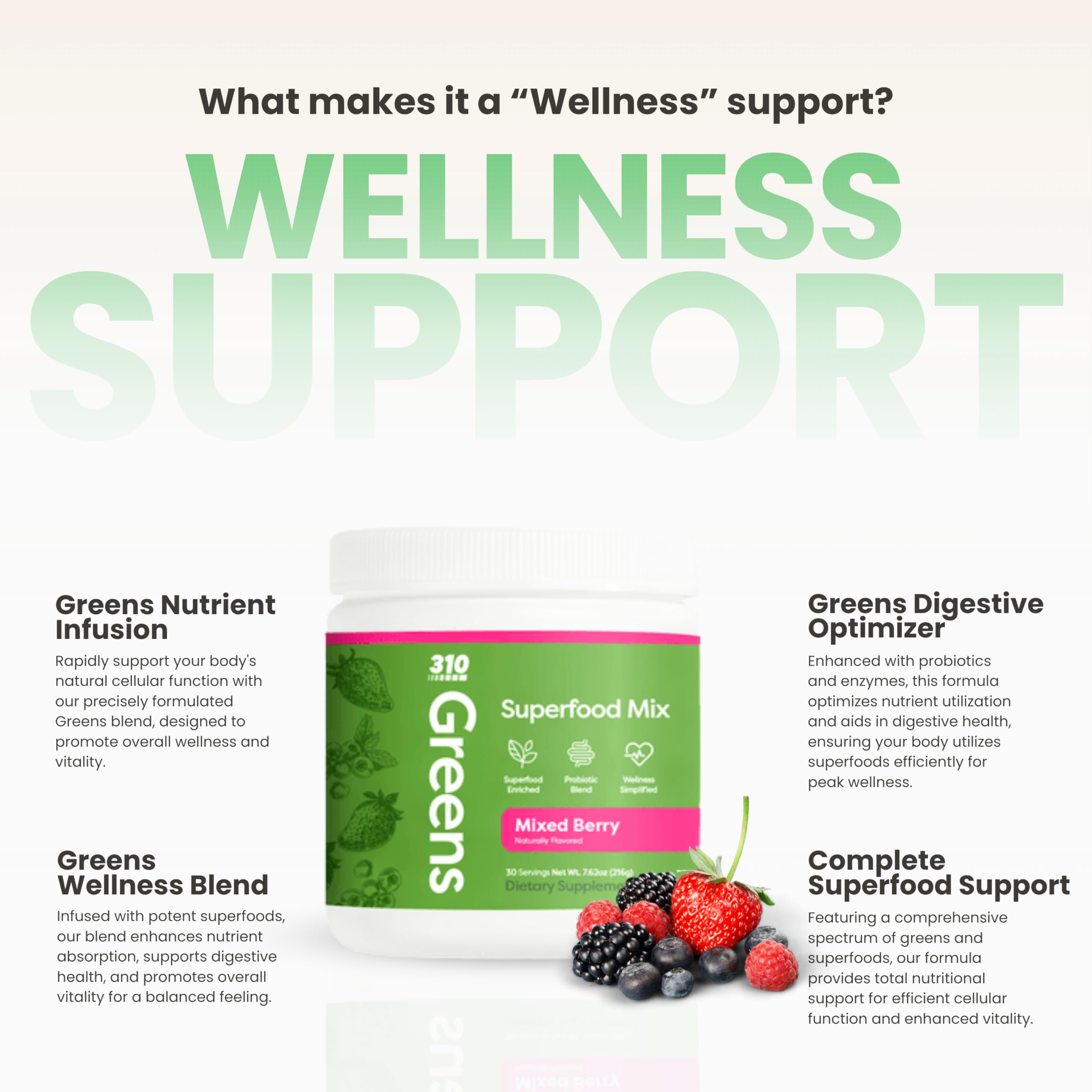 310 Nutrition Organic Greens label close-up highlighting vegan and keto-friendly formula.