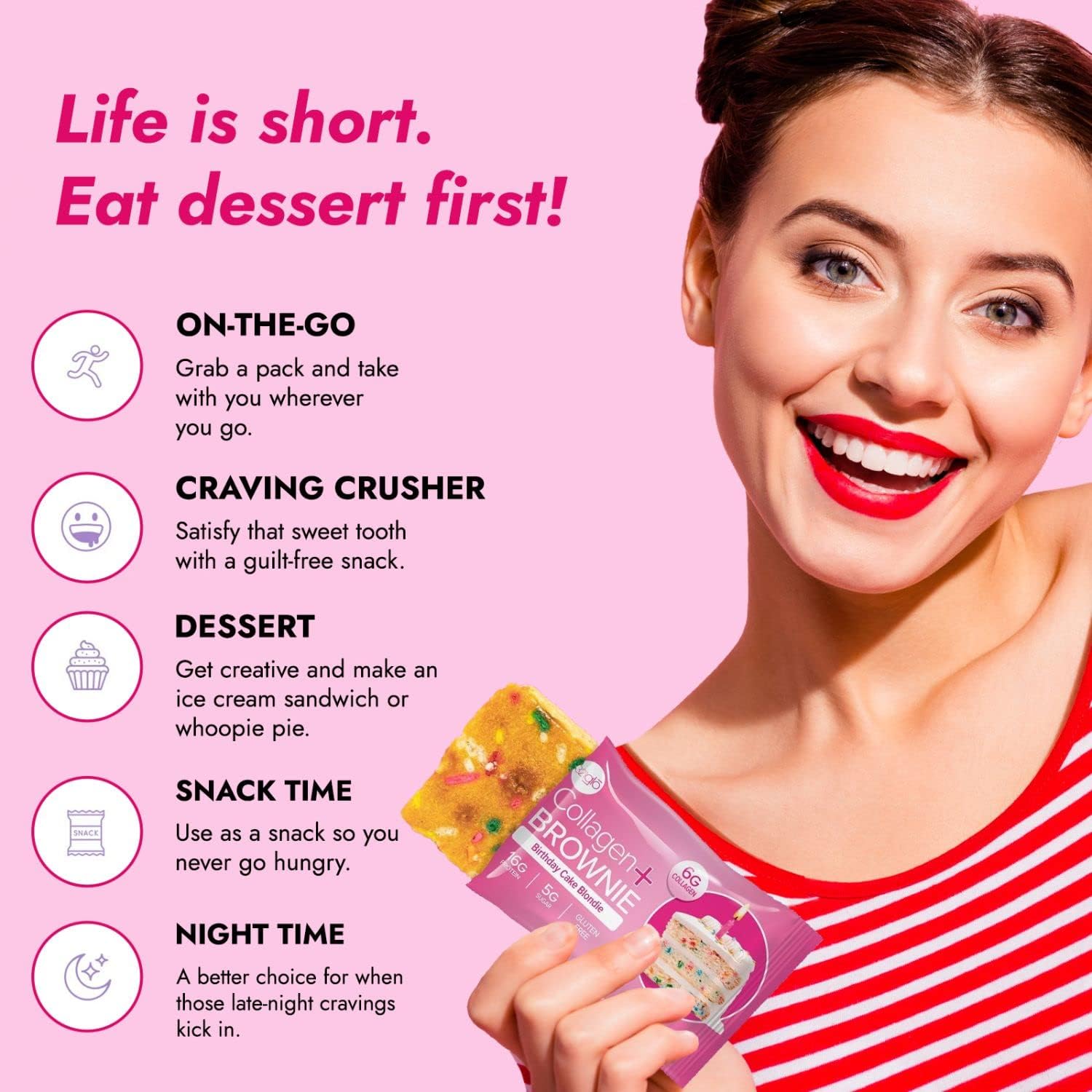 321glo Collagen Protein Brownie natural ingredients highlight clean confection.