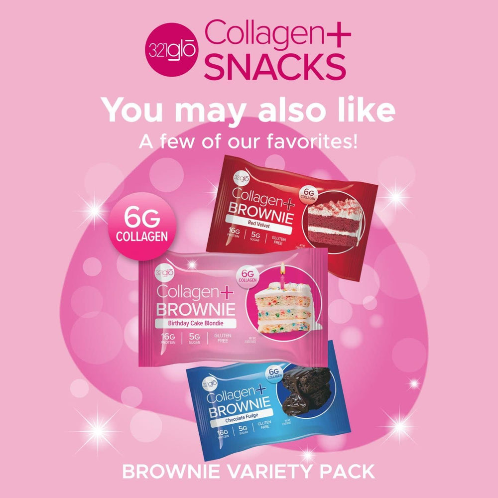321glo Collagen Protein Brownie family-friendly snack appealing to kids and adults.