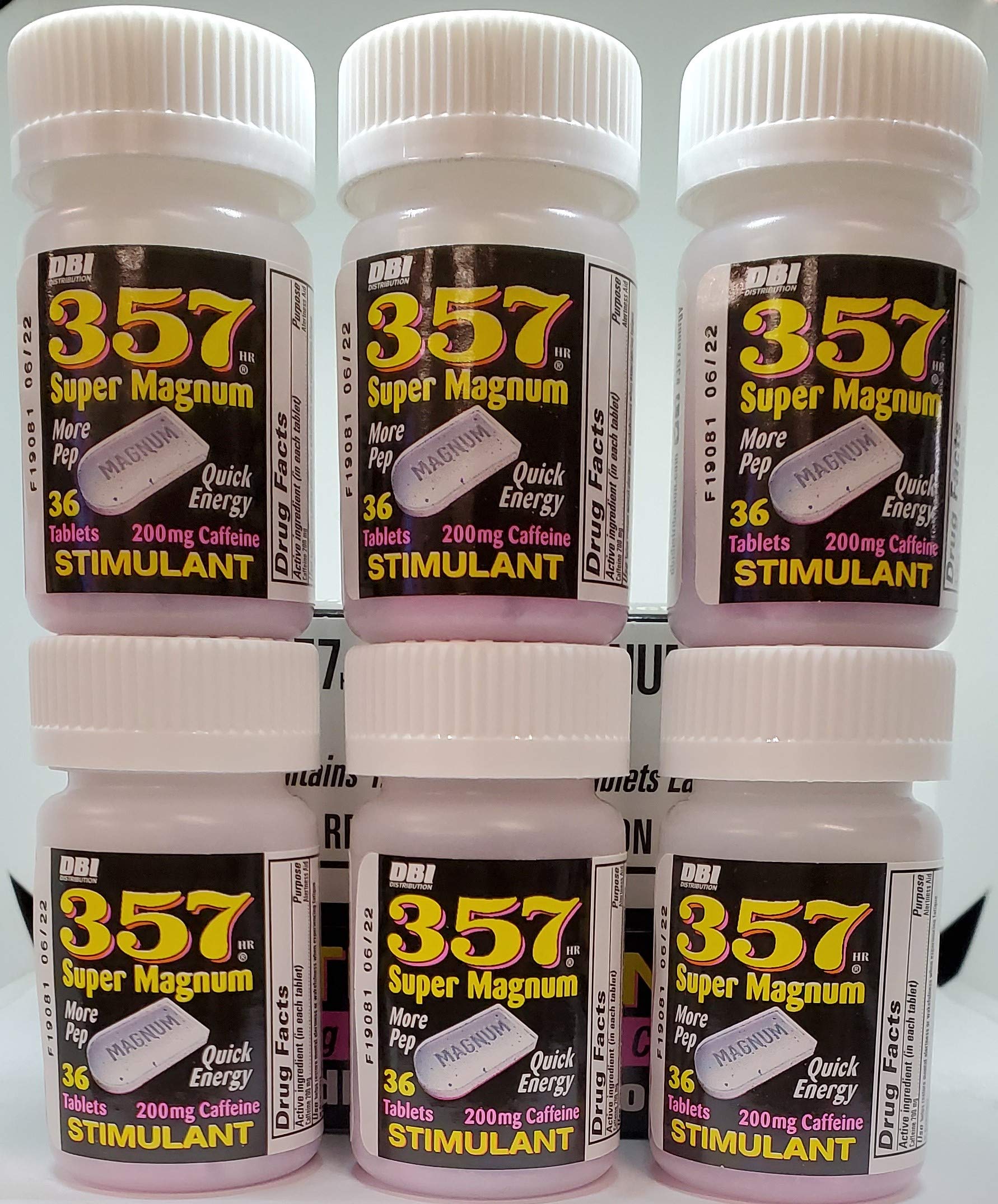 357 Magnum caffeine bottle pack with 36 tablets for on-the-go energy
