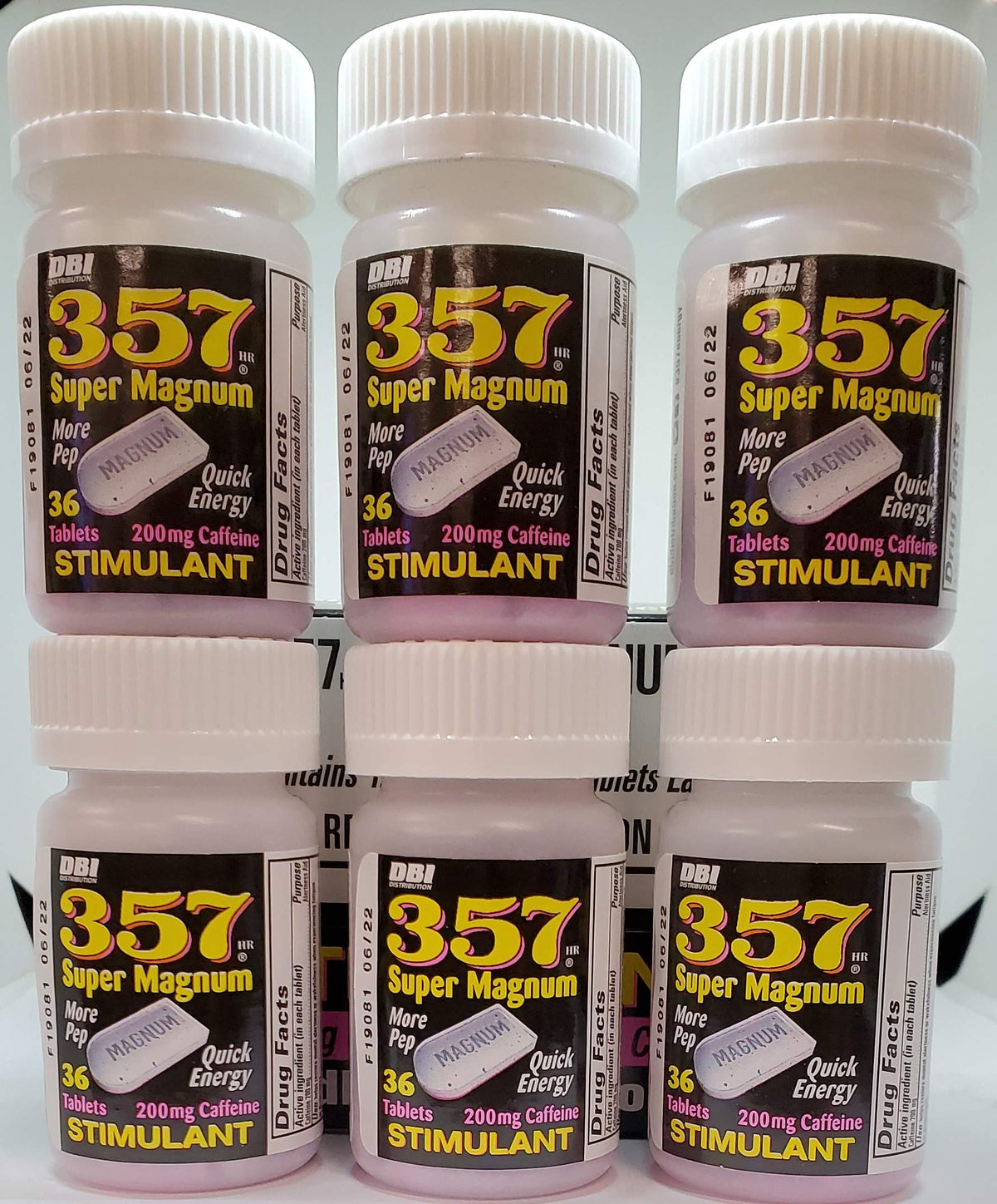 357 Magnum caffeine bottle pack with 36 tablets for on-the-go energy