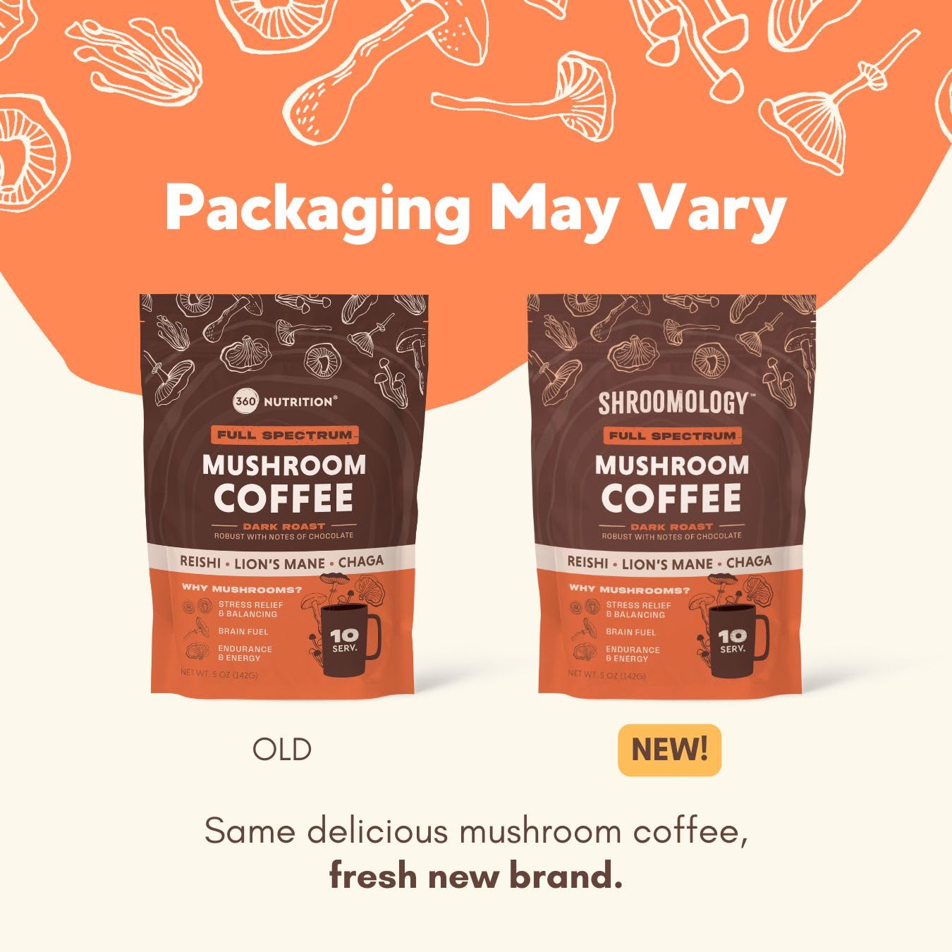 360 Nutrition Instant Mushroom Coffee travel pack ready to mix during busy days for on-the-go energy
