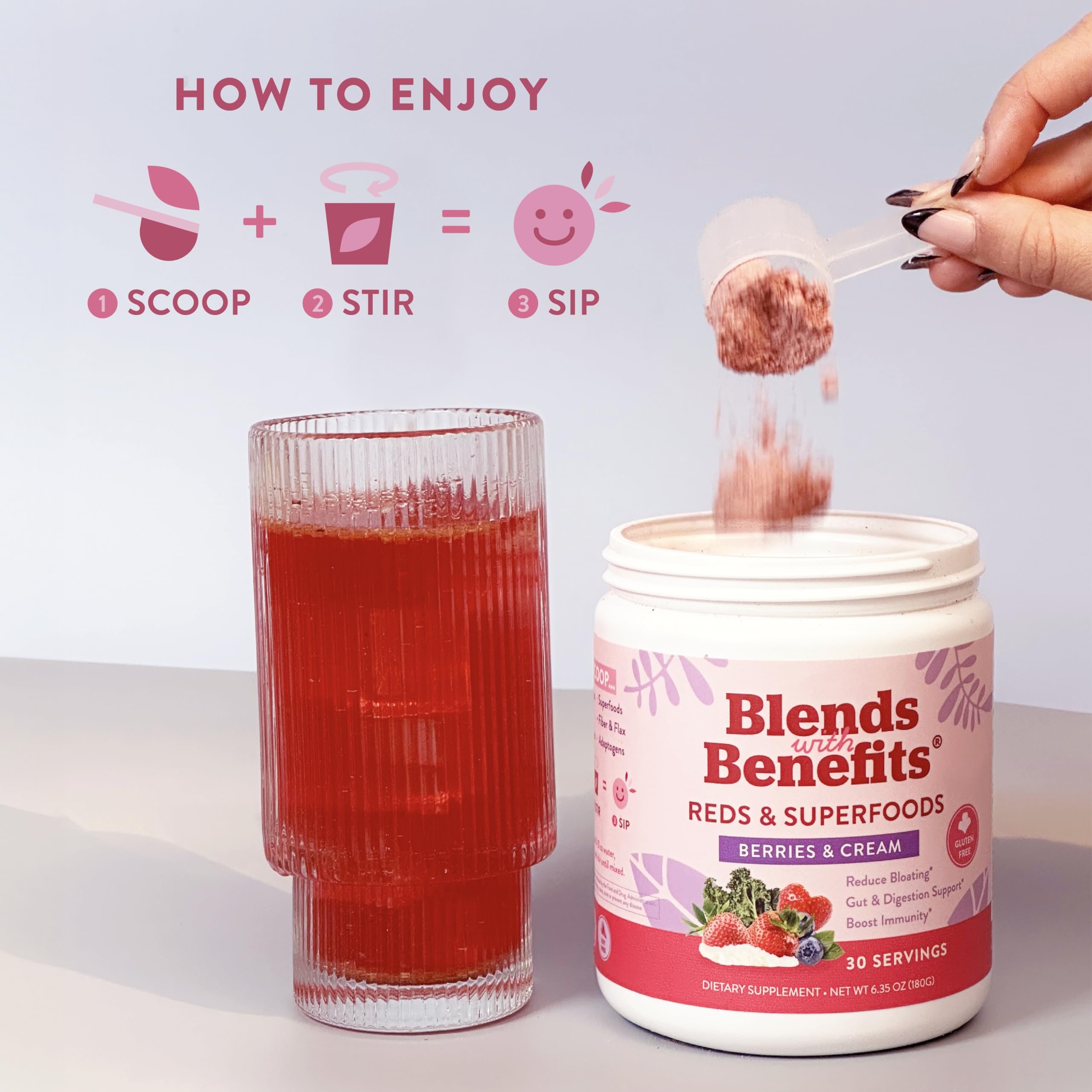 360 Nutrition Reds & Superfoods lifestyle scene showing a simple morning ritual.