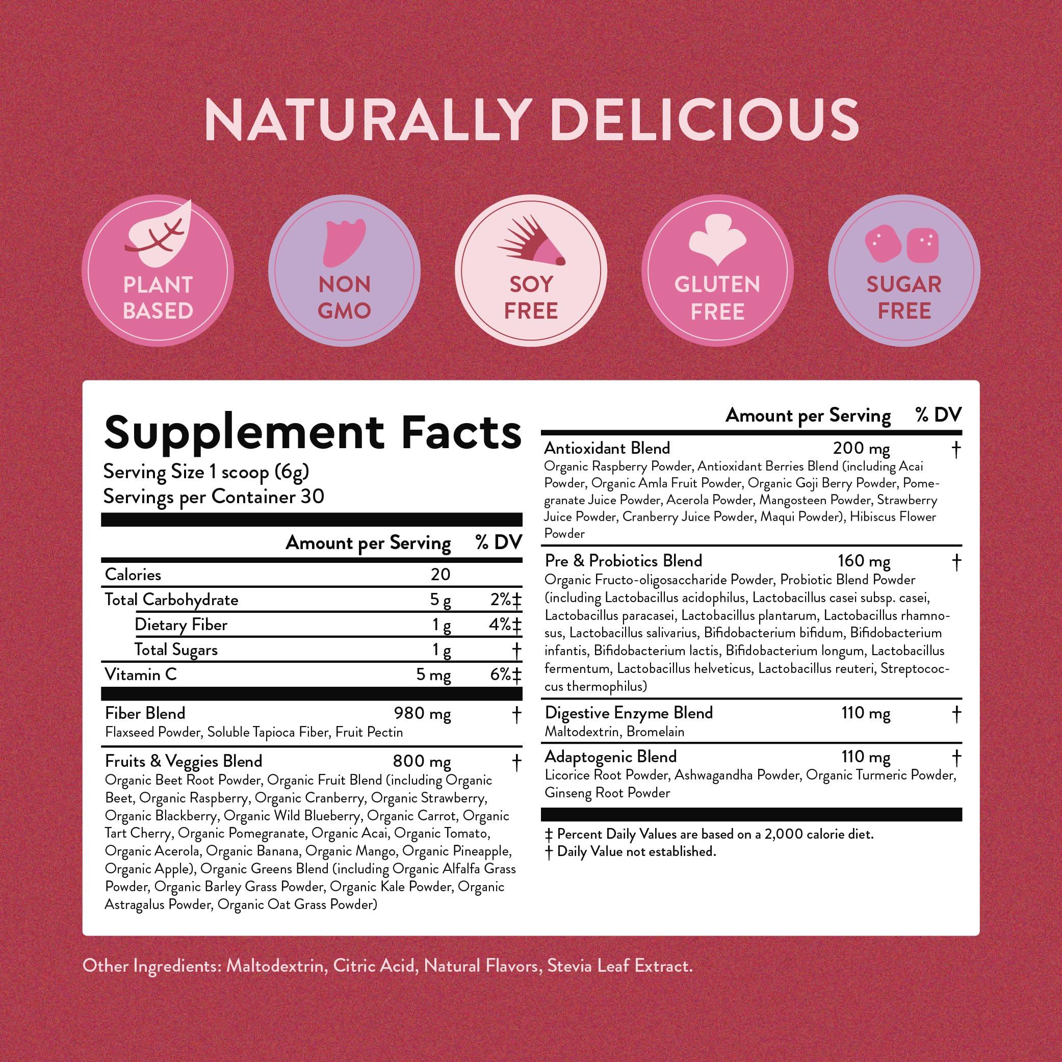 360 Nutrition Reds & Superfoods digestive enzymes and probiotics for gut balance.