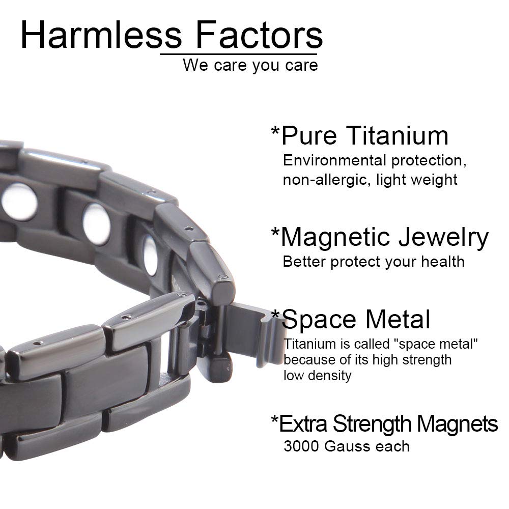 38 Titanium Line Black Bracelet for Men adjustable-length demonstrates customizable fit with tool.
