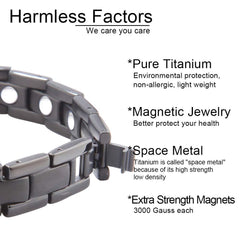 38 Titanium Line Black Bracelet for Men adjustable-length demonstrates customizable fit with tool.