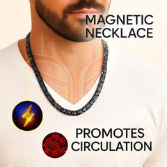 38 Titanium Magnetic Field Cross Necklace back view shows five-element design for potential circulation support.