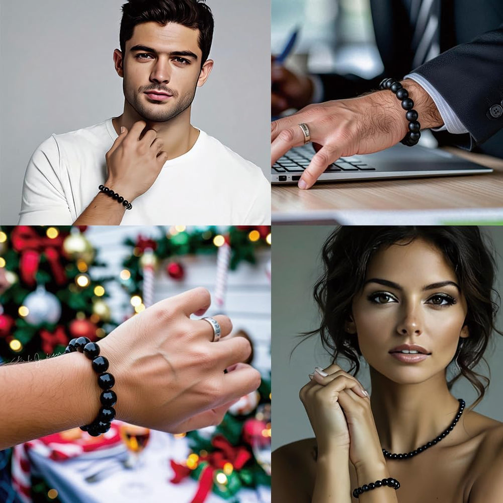 38 unisex bracelet on wood surface suitable for casual or office wear.