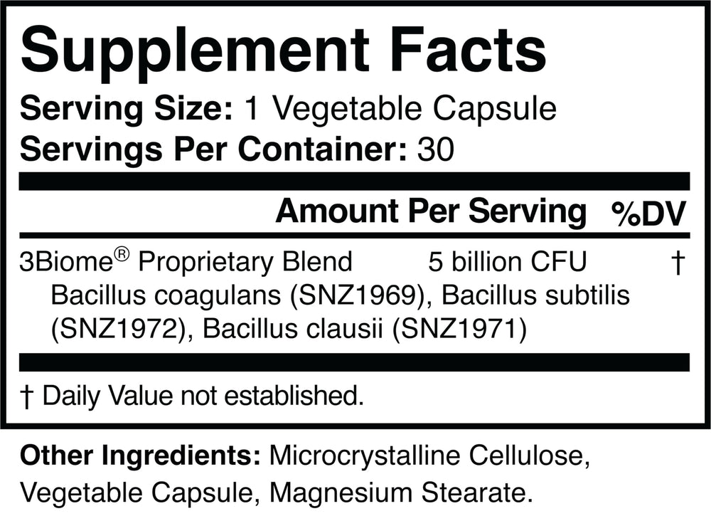 3Biome label detail showing non-GMO and USA manufacturing