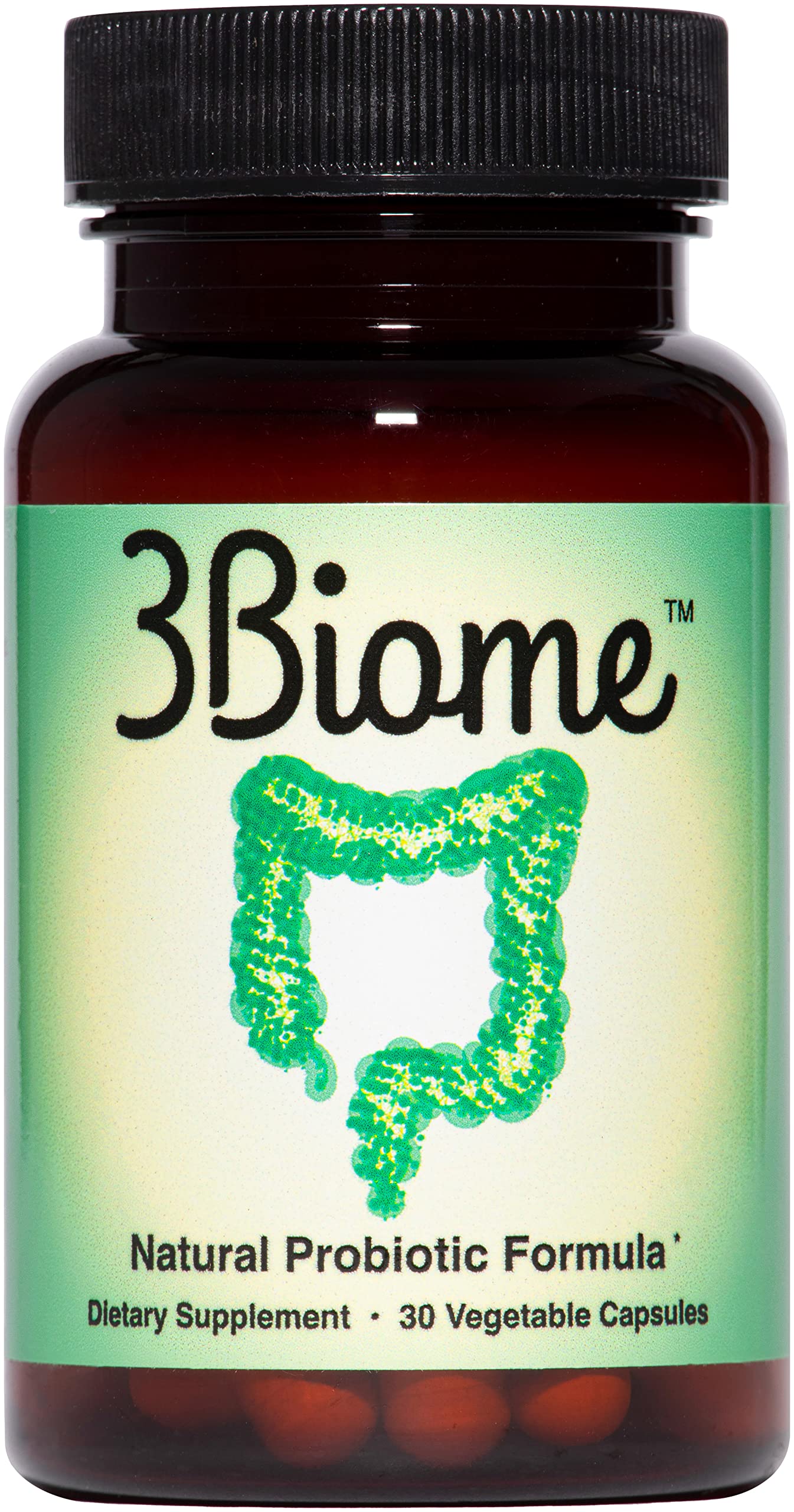3Biome natural probiotic bottle on countertop supports daily digestive comfort