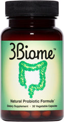 3Biome natural probiotic bottle on countertop supports daily digestive comfort