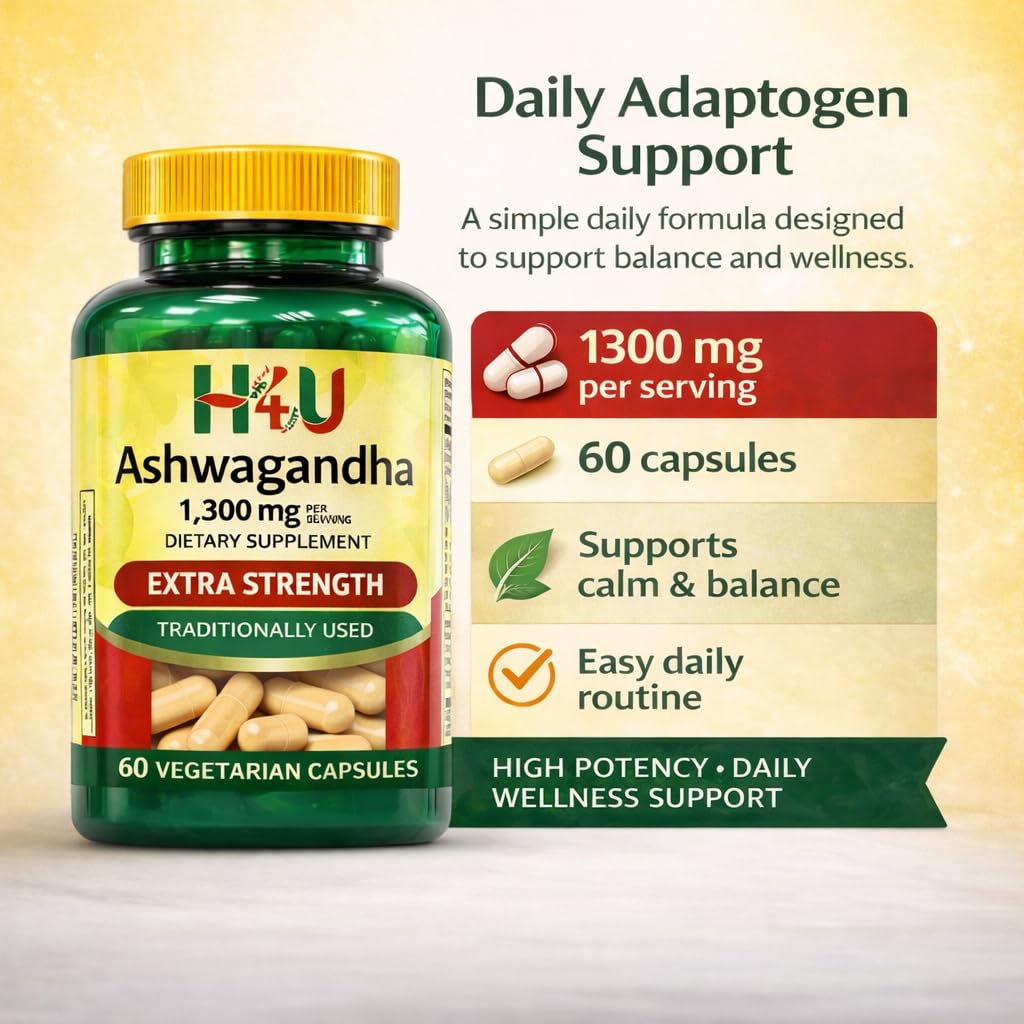4 Top Care Ashwagandha capsules in hand for easy daily use