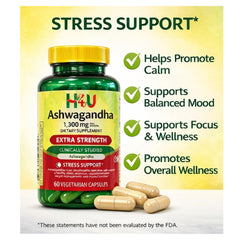 4 Top Care Ashwagandha capsules label shows 1300 mg potency