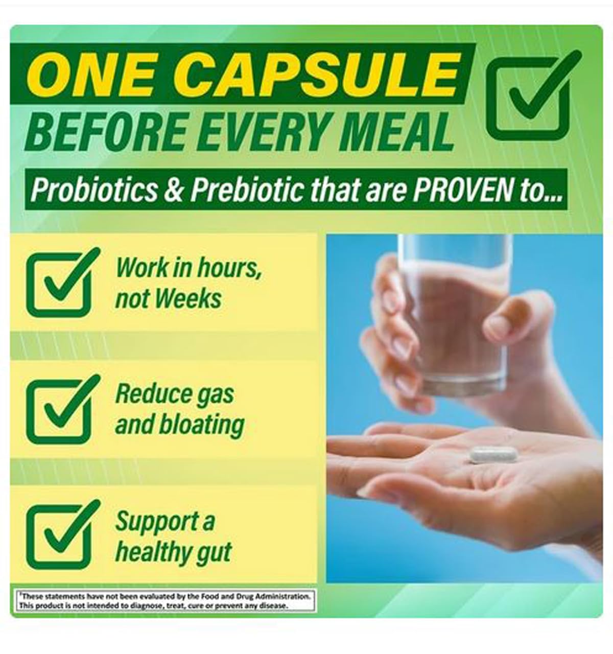 4 TOP CARE H4U prebiotics graphic signals nourishing support for gut health.