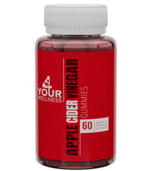 4 Your Wellness Apple Cider Vinegar Gummies bottle front highlighting vegan, gluten-free formula.