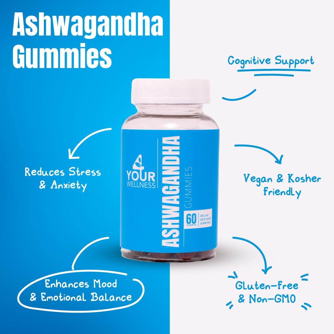 4 Your Wellness Ashwagandha Gummies ginger-lemon-balm mix ideal for calming rituals