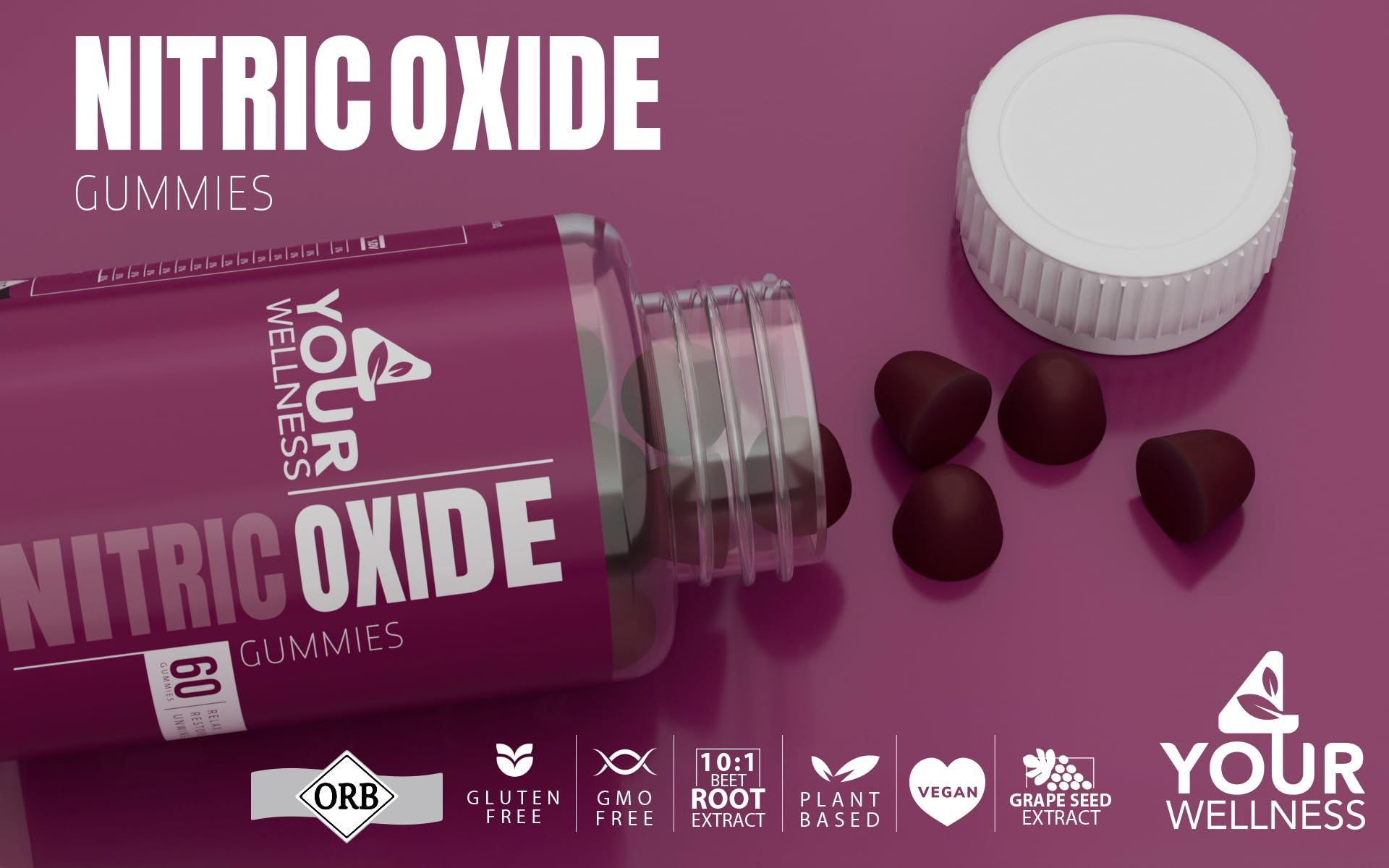 4 Your Wellness Nitric Oxide Gummies gluten-free and vegan friendly