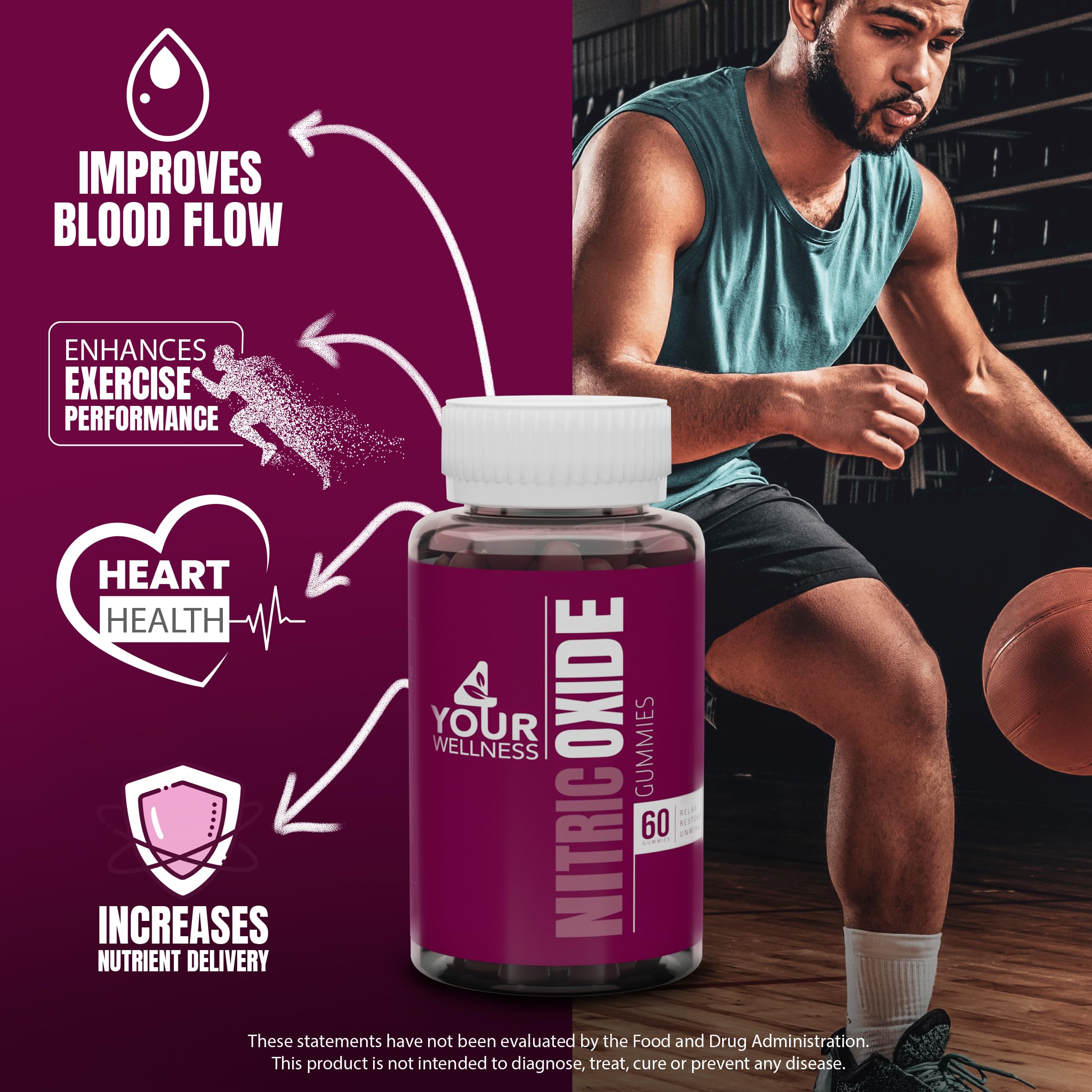 4 Your Wellness Nitric Oxide Gummies mixed berry flavor for daily energy