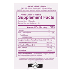 4 Your Wellness Nitric Oxide capsules close-up emphasizing vegan capsules.