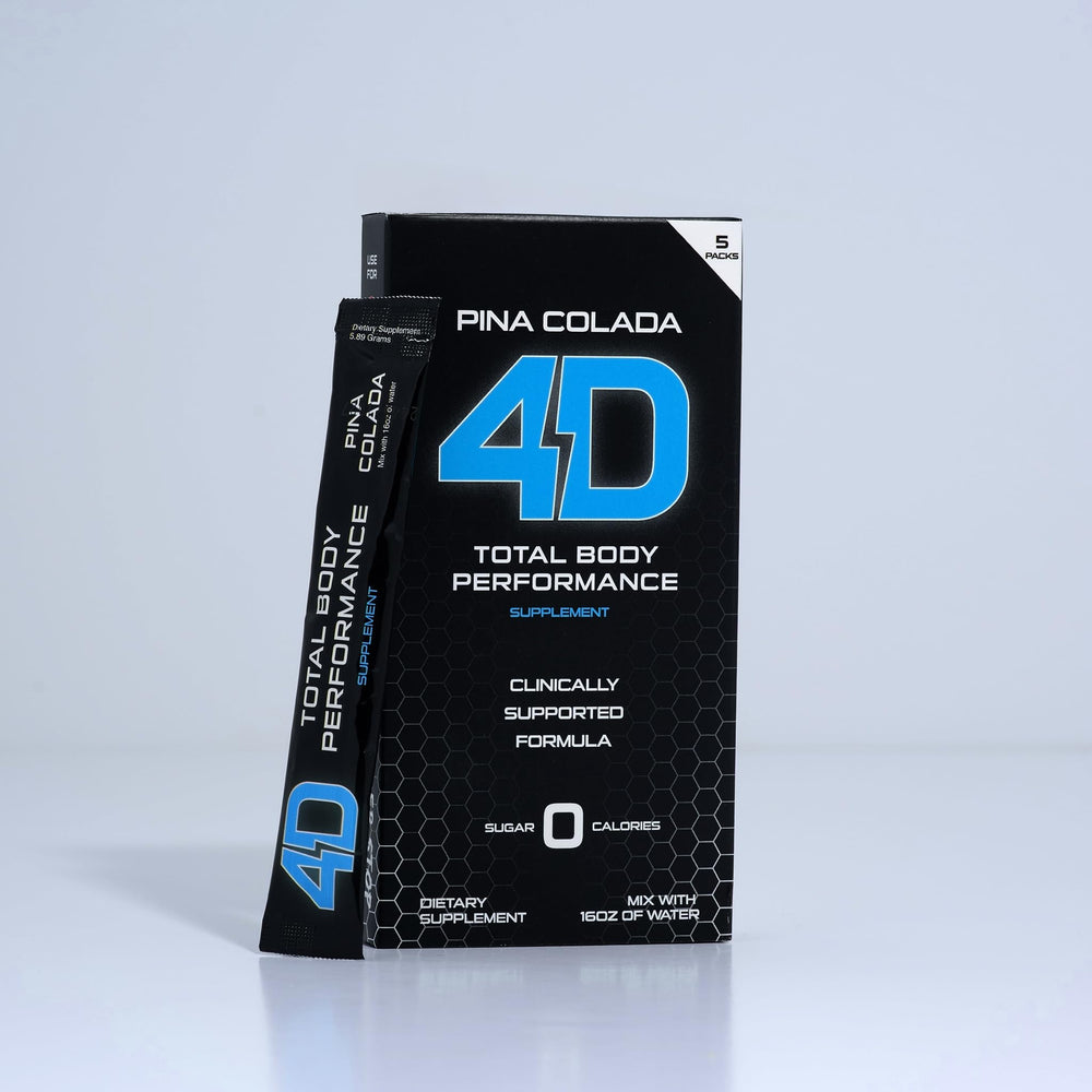 4D Clean Energy Pina Colada pack on display for easy daily energy.