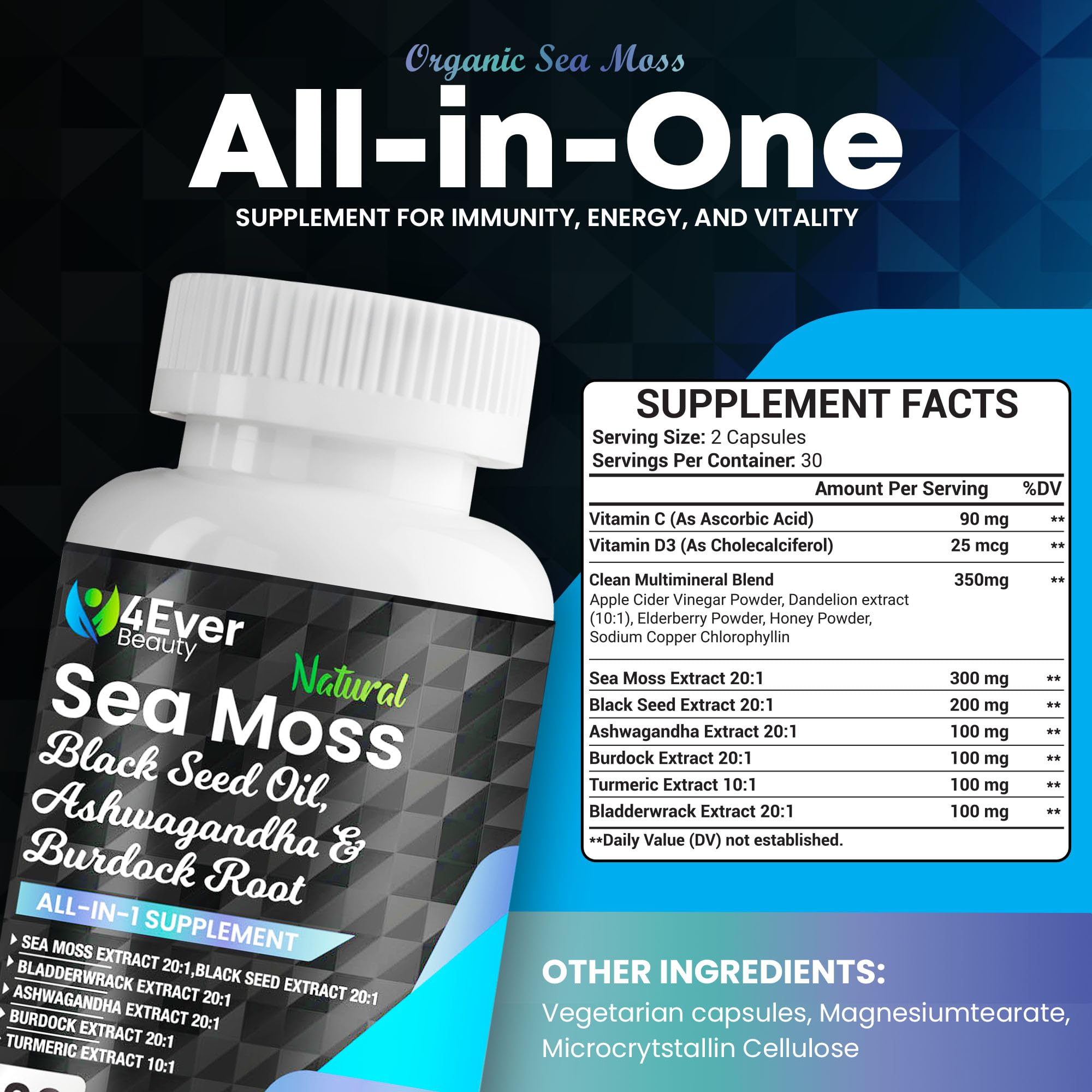 4Ever Beauty Ashwagandha root capsules may support calm focus during busy days.