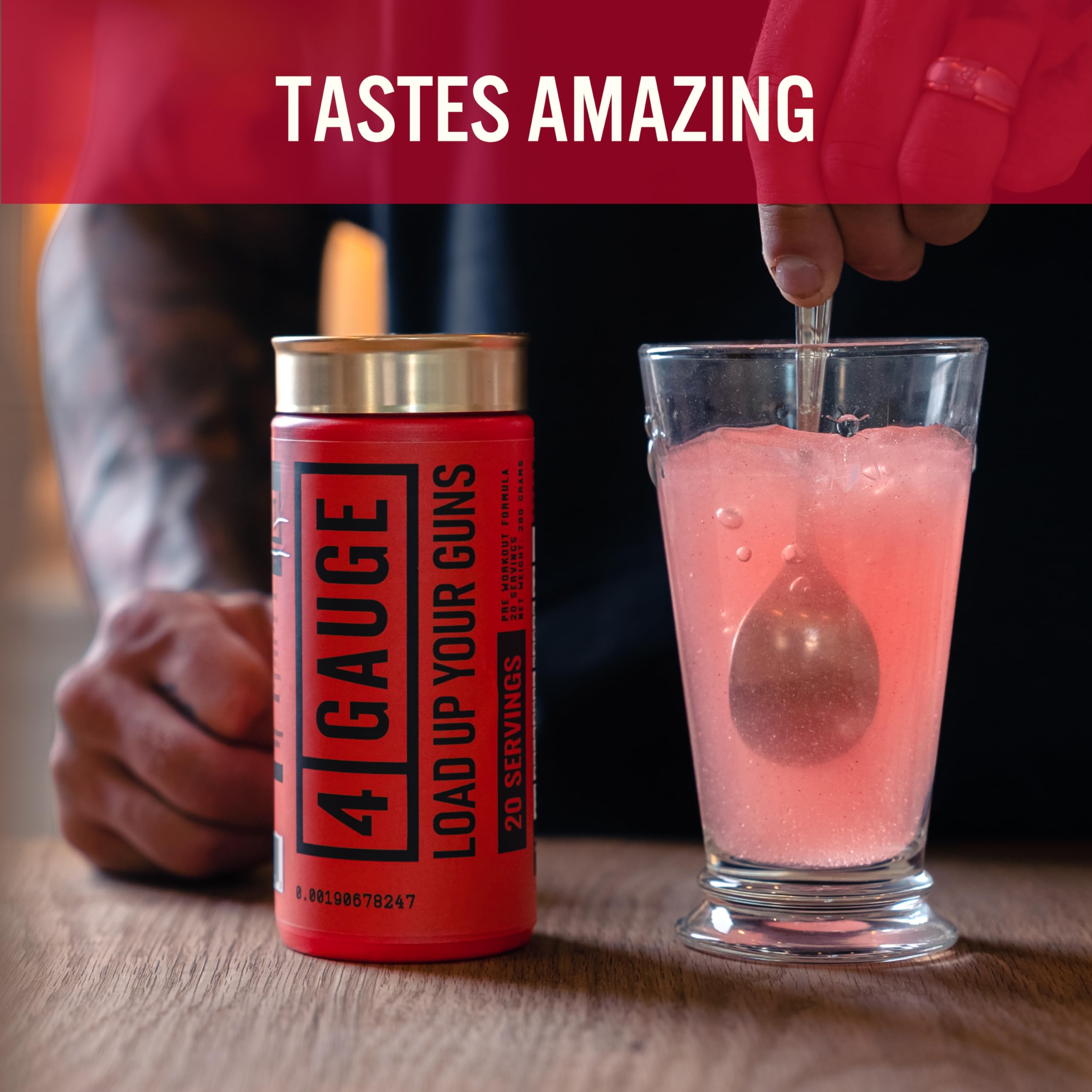 4 Gauge Natural Preworkout frozen-lemonade glass conveys refreshing flavor.