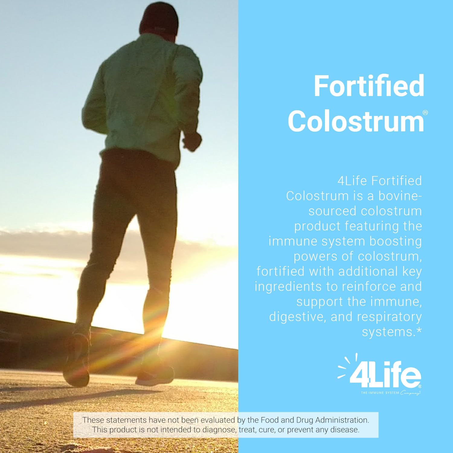 4Life bottle label detail emphasizes MFGM and lactoferrin for cognitive and respiratory support.