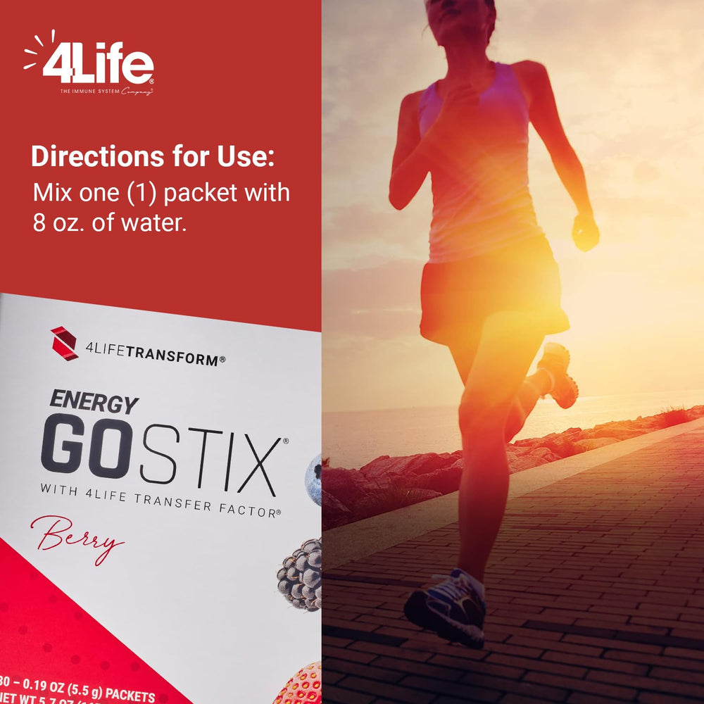 4Life Energy Go Stix cup mixing action demonstrating berry flavor