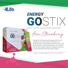 4Life Energy Go Stix Kiwi Strawberry being stirred in a glass