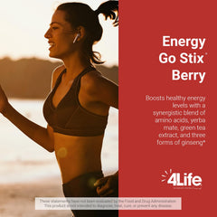 4Life Energy Go Stix nutrition label highlighting caffeine sources