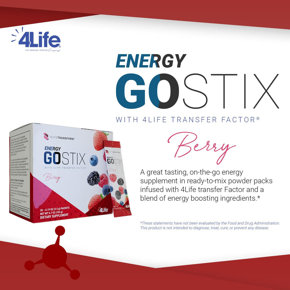 4Life Energy Go Stix packets stack illustrating on-the-go energy options