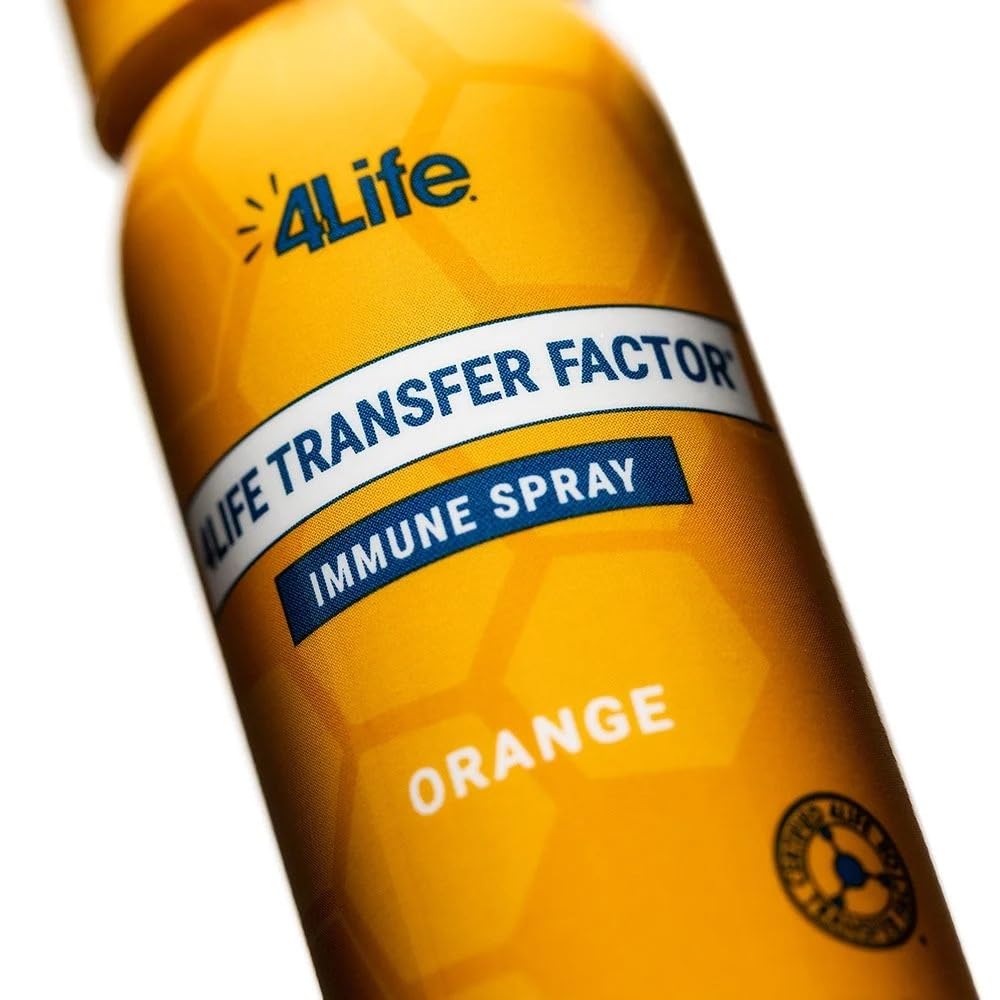 Close-up of 4Life label emphasizing Transfer Factor technology