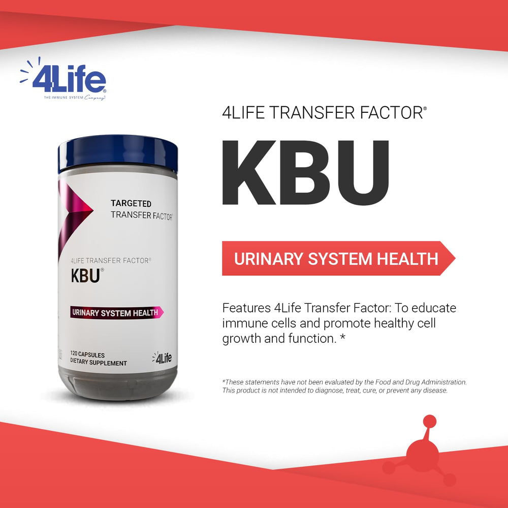 4Life KBU outer packaging with Transfer Factor feature described