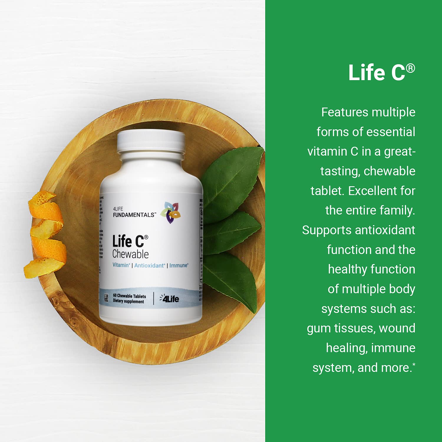 Lifelife C citrus-flavored chewable tablets in bottle