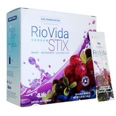 4Life RioVida Stix stick packs for convenient on-the-go immune support.