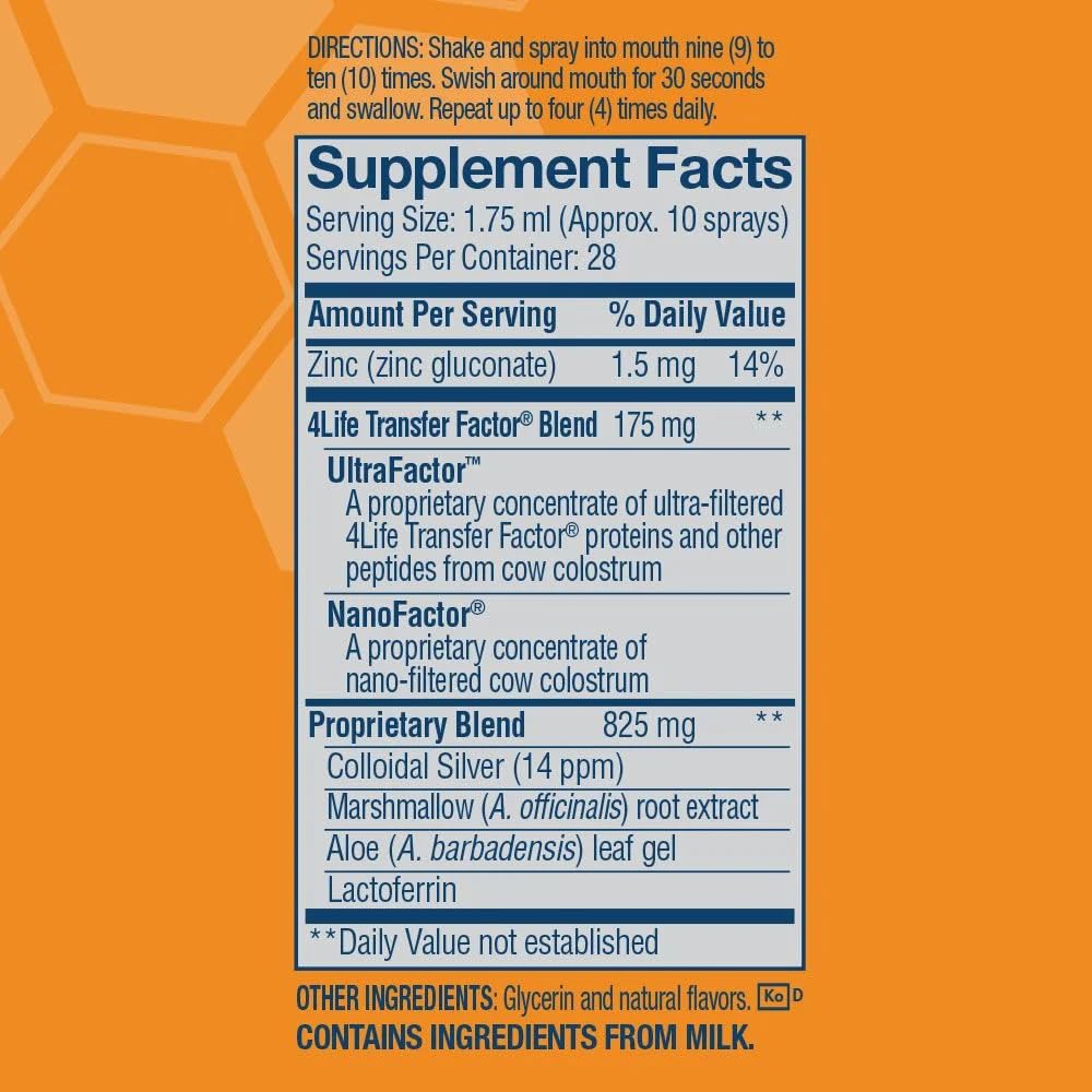 Dispense action of 4Life Transfer Factor immune spray