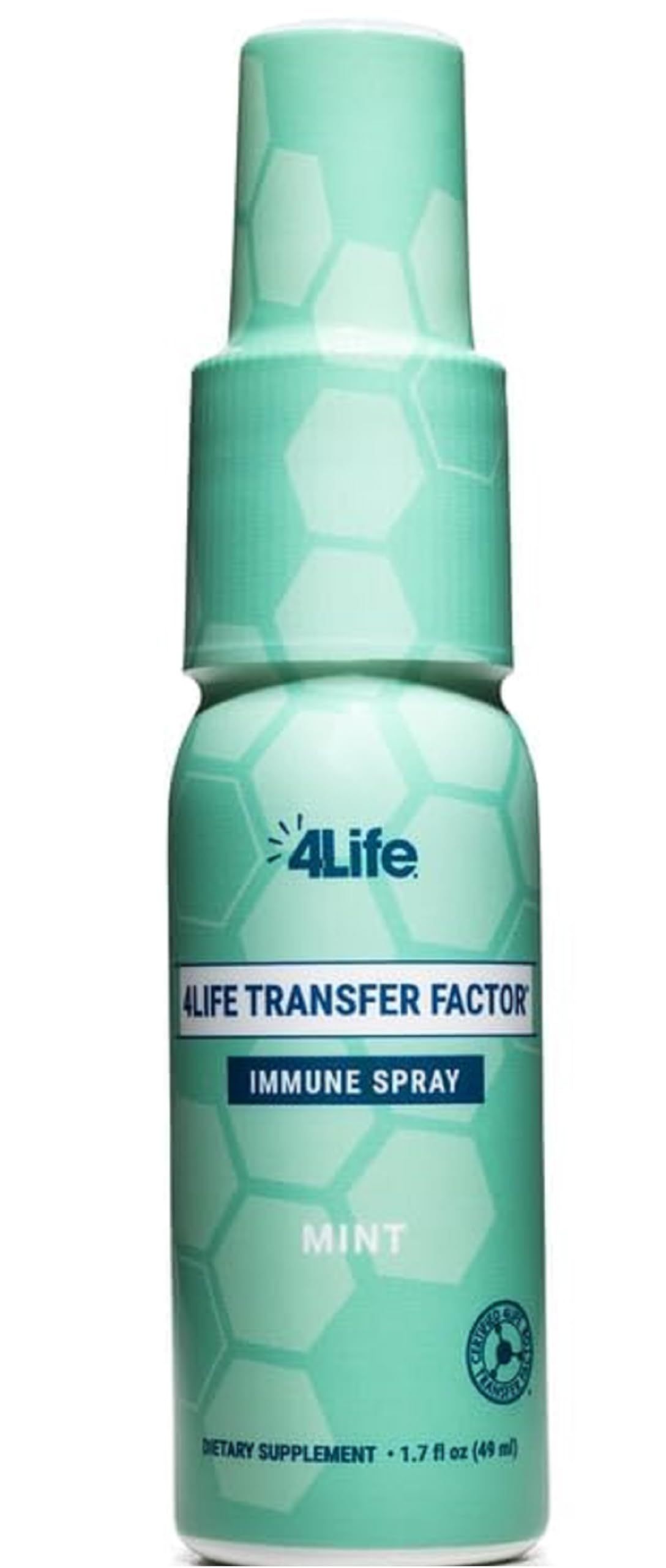 4Life Transfer Factor Immune Spray packaging closeup ideal travel-friendly care.