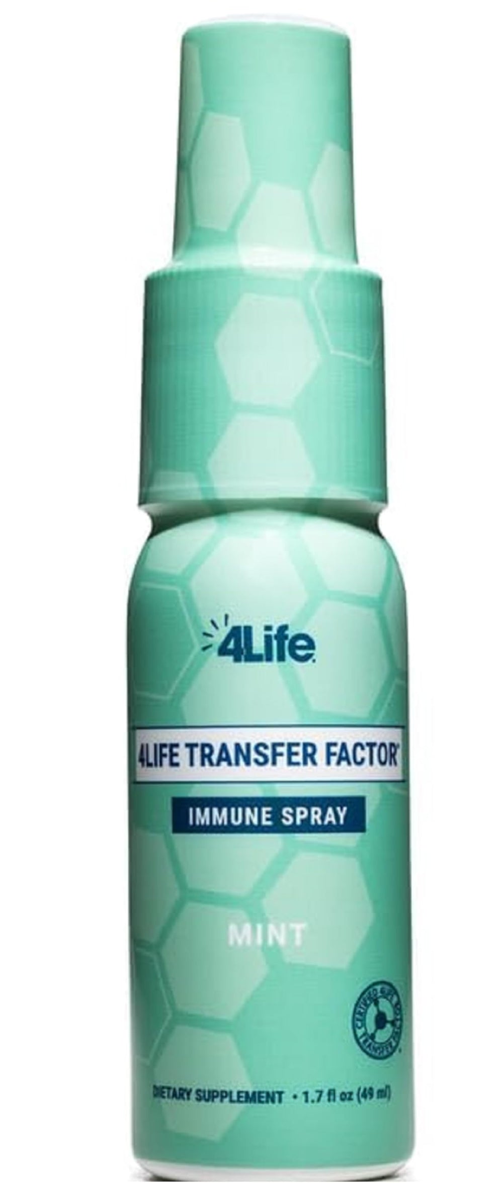 4Life Transfer Factor Immune Spray packaging closeup ideal travel-friendly care.