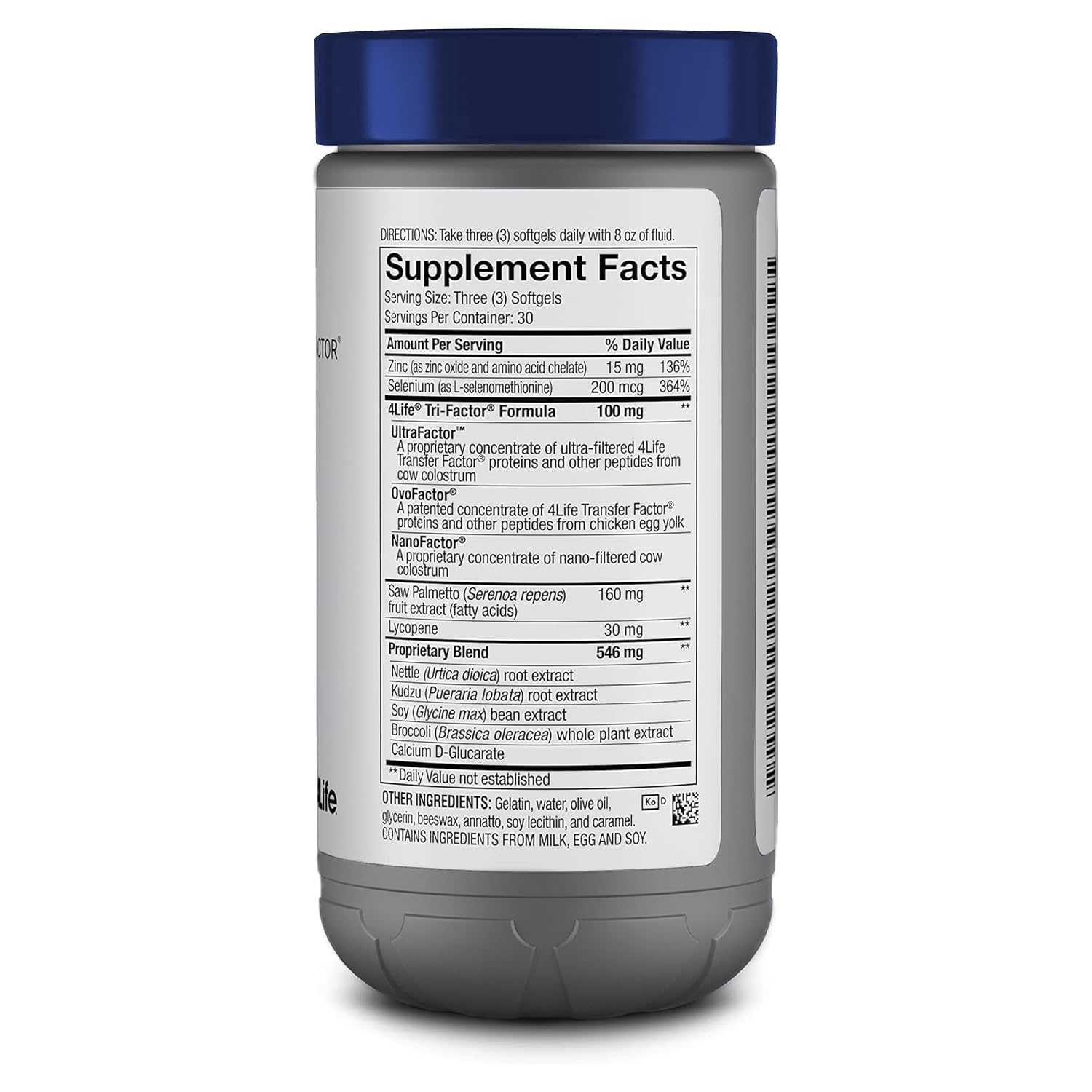 4Life Transfer Factor MalePro bottle back label for informed usage decisions.