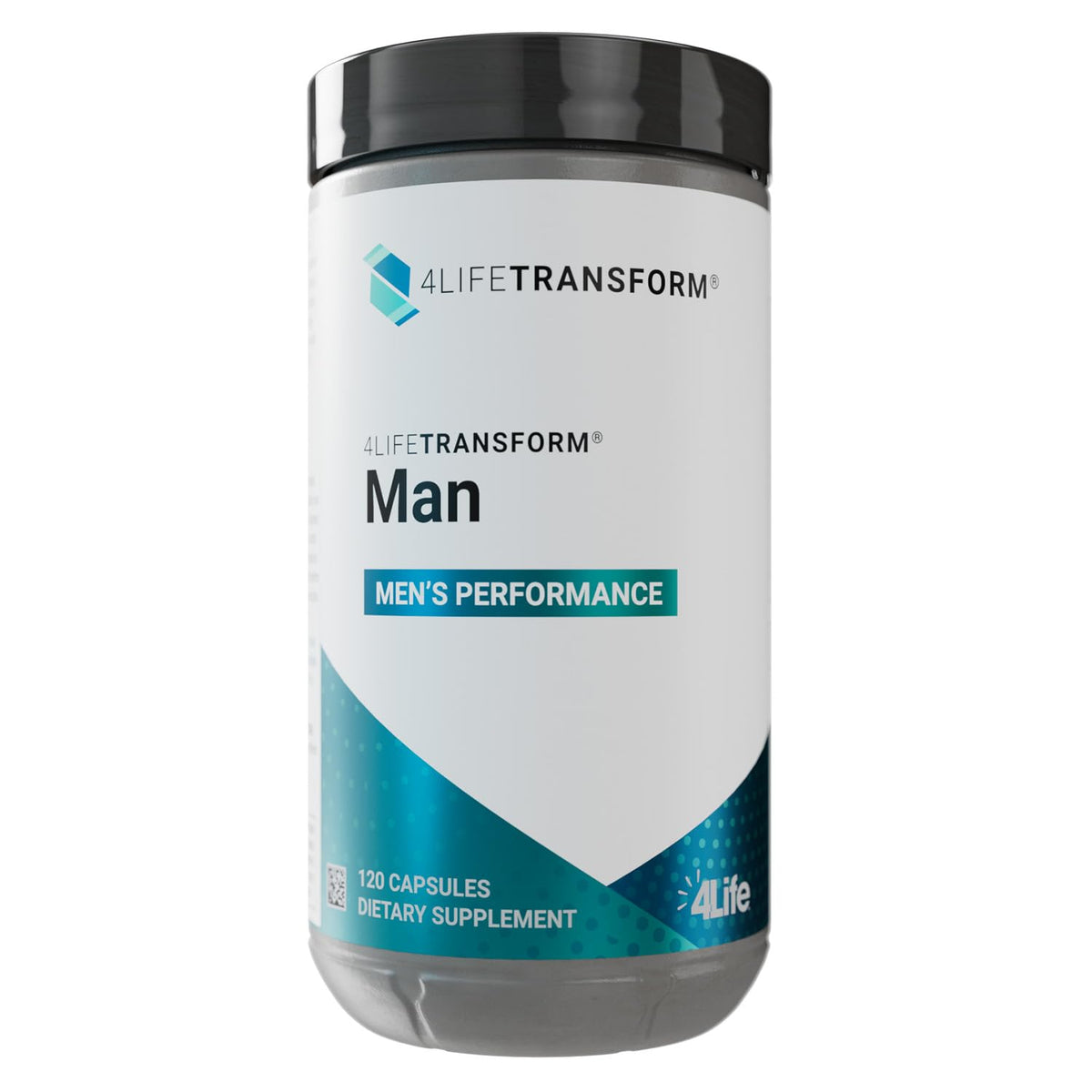 4Life Transform Man bottle label highlights premium vitality formula for daily energy.