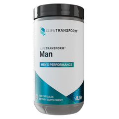 4Life Transform Man bottle label highlights premium vitality formula for daily energy.