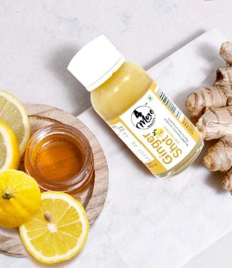 4more Ginger Lemon Honey Shot nutrition panel highlights vitamin C benefits