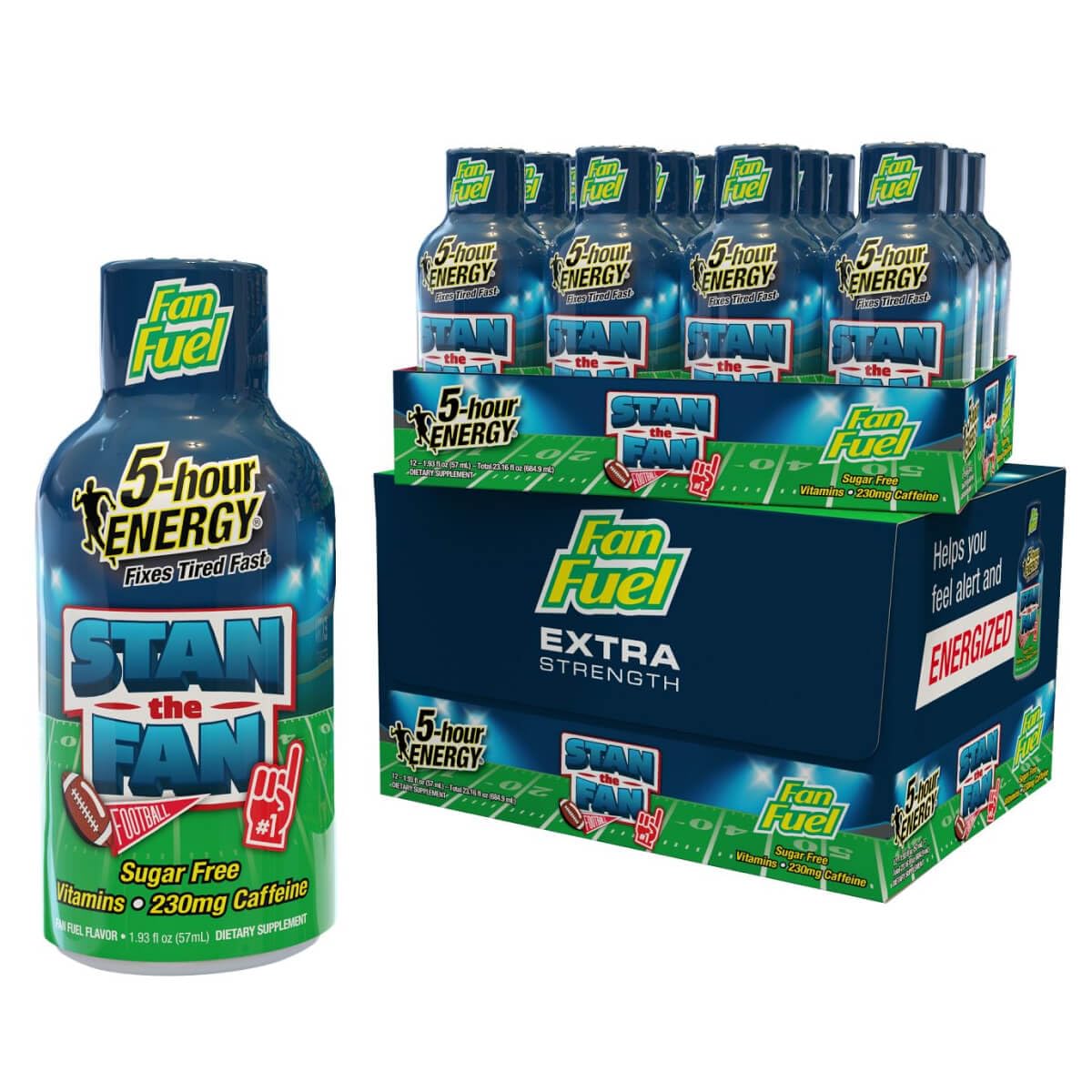 5-hour ENERGY extra strength fruity candy shot on desk boosts focus and alertness.