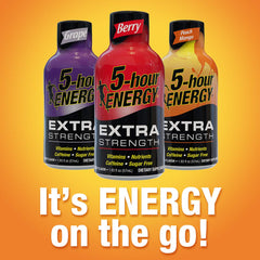 5-hour ENERGY Orange shot cap-off scene, easy one-hand access.