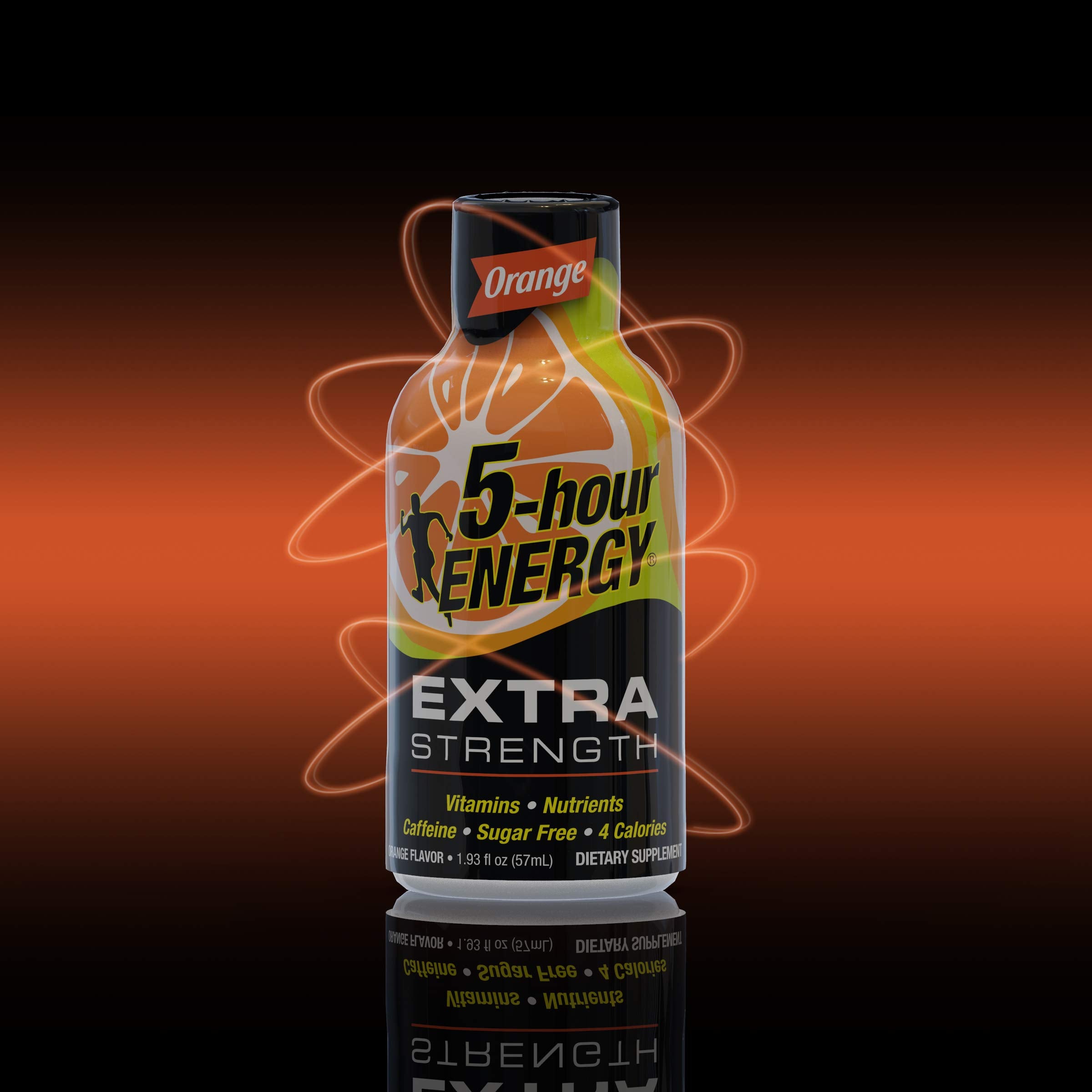 5-hour ENERGY Orange shot pour into a small glass, quick ritual.